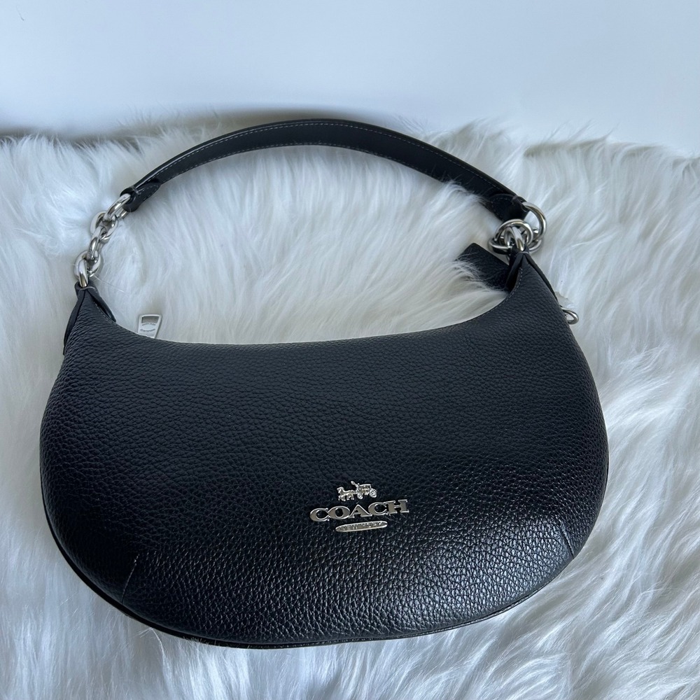 Coach Payton Black Pebble Leather Shoulder Bag Excellent - Picture 3 of 10